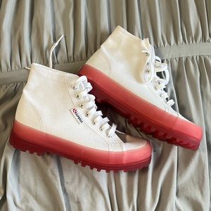 Superga pink and white shoes